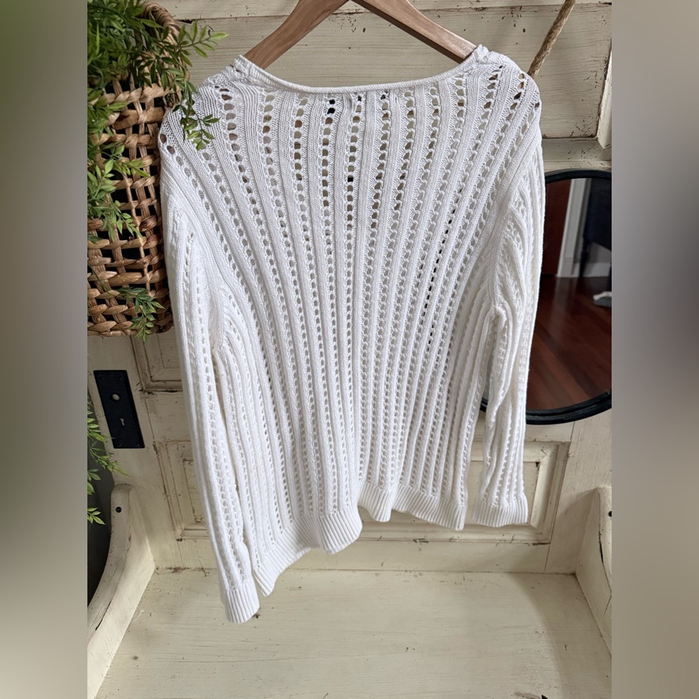 JEANNE PIERRE White V-Neck Sweater - Picture 4 of 4
